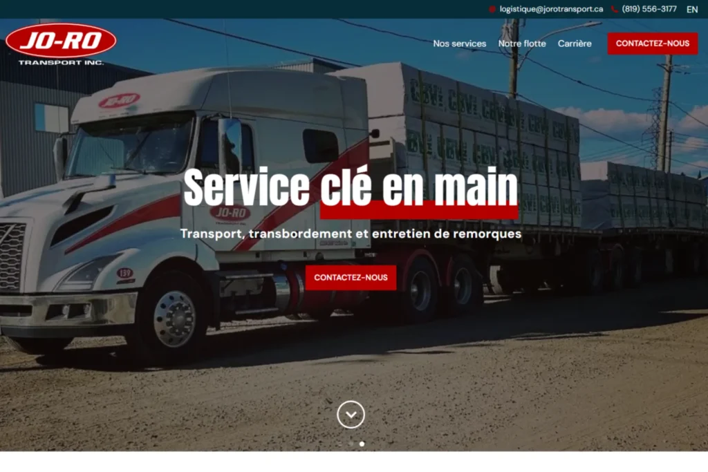 Aperçu - site web Transport Jo-Ro